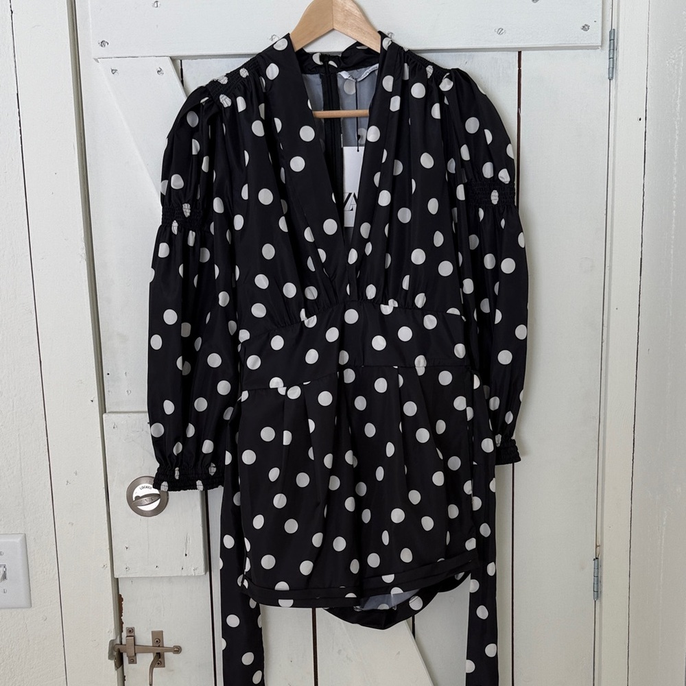 Zara Black and White Polka Dot Jumpsuit
